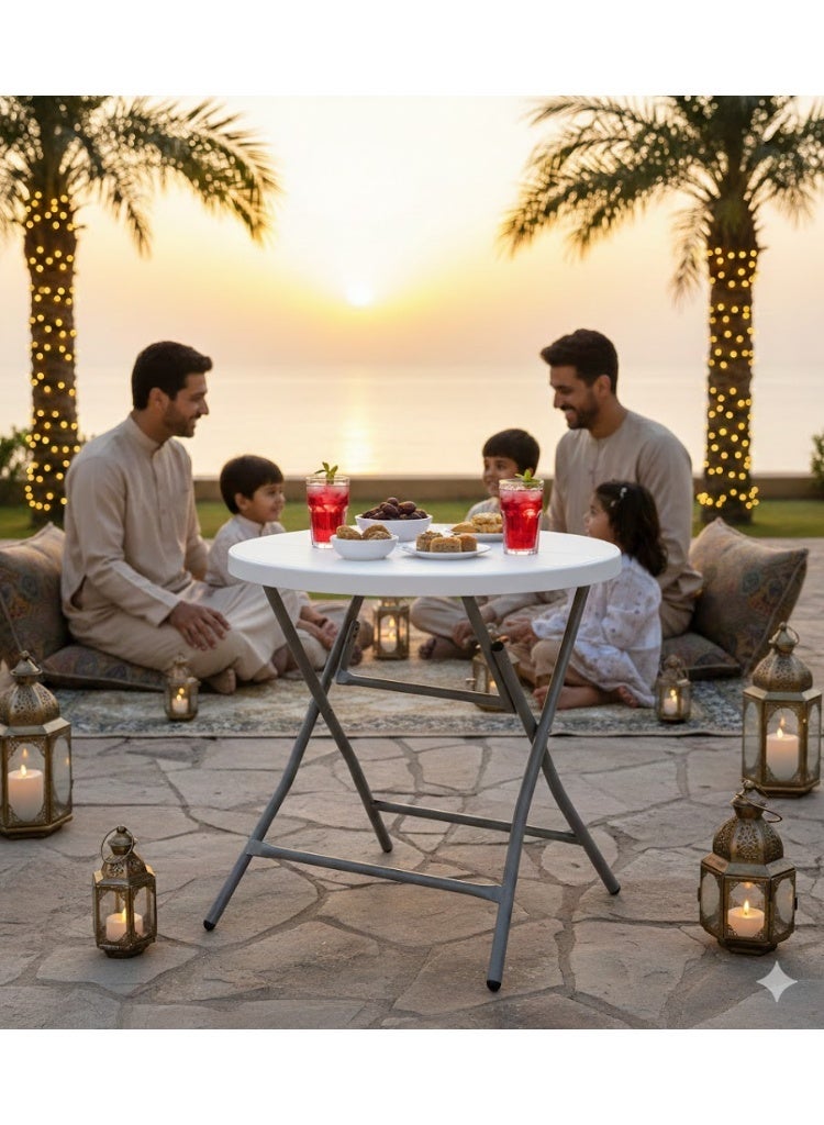 منترا ترابيزة بلاستيك مستديرة هيكل معدن قابل للطي تعبئة C110 - Image 1